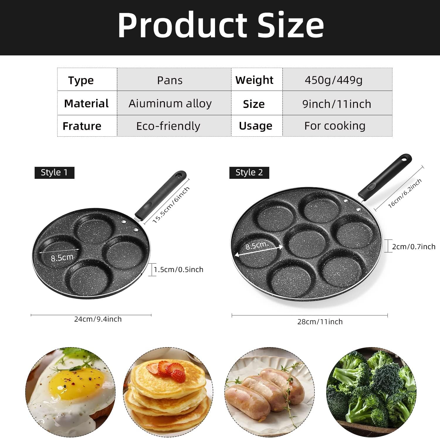 Omelet Pan,Pan Nonstick Pancake Pan,Egg Frying Pan,Pancakes Frying Pans Breakfast Egg Pan Durable Non-Stick Pan Holes Cooking Egg Ham Pans Pancak Maker Pan Cookware (Size : 4-cup)