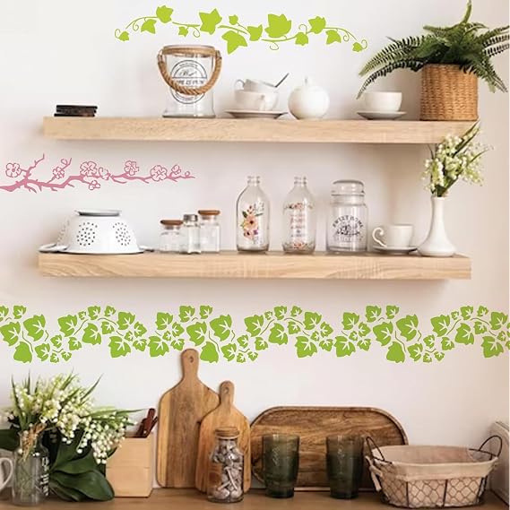 12 Pcs Leaf Vine Stencils for Painting,Reusable Flower Stencil,Plant Stencils,Crafts Templates Drawing Stencil for Painting on Wood,Wall,Furniture,DIY Craft