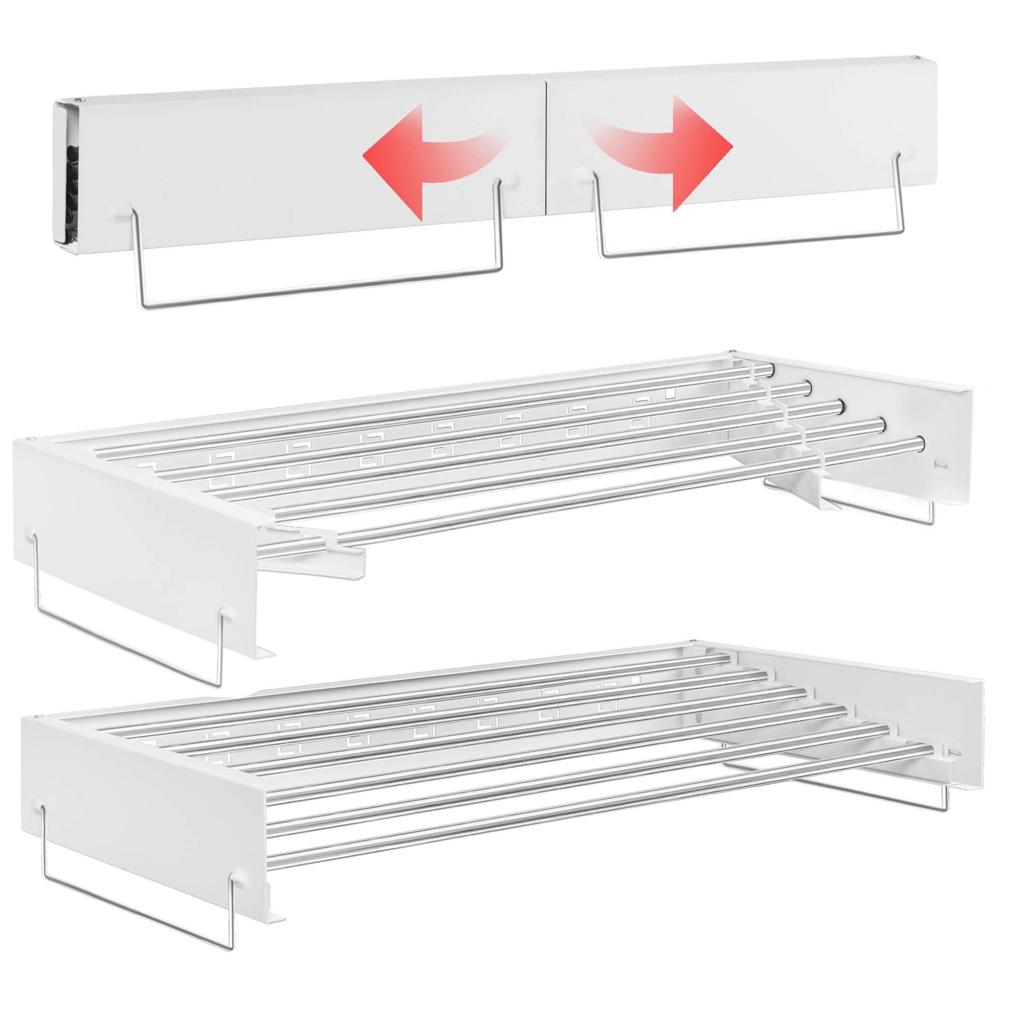Stendibiancheria da parete con 5 barre, stendibiancheria pieghevole per interni ed esterni, 4 metri di lunghezza di essiccazione, risparmio di spazio, bianco (80 cm)