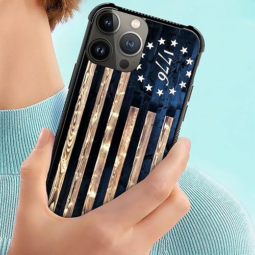 Miniatura 10 de DAIZAG Funda compatible con iPhone 15, con la bandera de Estados Unidos We The People de grano de madera, funda de TPU para hombre y mujer,