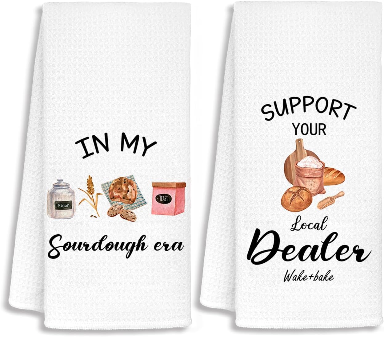 Funny Sourdough Bread Baking Kitchen Towels, Baking Gifts for Women Hand Towel, Bakers Gifts for Women, in My Sourdough Era Dish Tea Towels for Kitchen, 16x24 Inch Set of 2