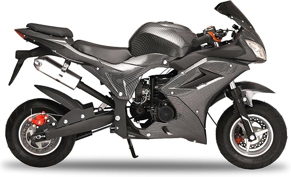 Pocket Bike, 4-Stroke Dirt Bike Mini Motorcycle for Adults Kids, 49cc Strong Power Gasoline Mini Motorcycle, Dual Headlights Mini Bike Motorcycle with Strong Dual Brake Fast Arrival Black