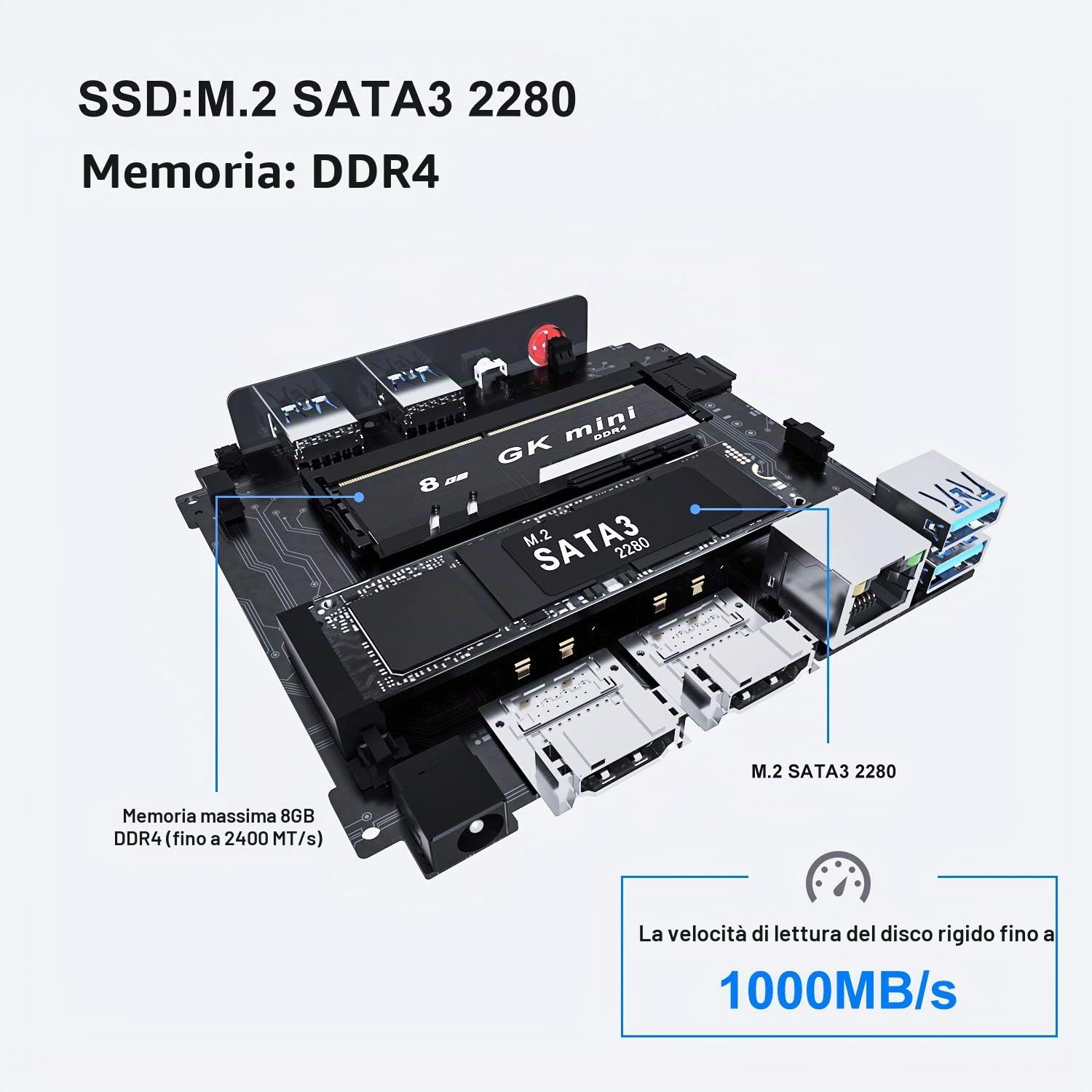 Mini PC Desktop Computer Windows10 Business Gaming Home Office 8GB RAM128G SSDCeleronJ4125 fino a 2.7GHz Processore Supporta 4K HDMI Dual WiFi 2.4G + 5.8G Ethernet 1000M USB 3.0X4 BT4.0
