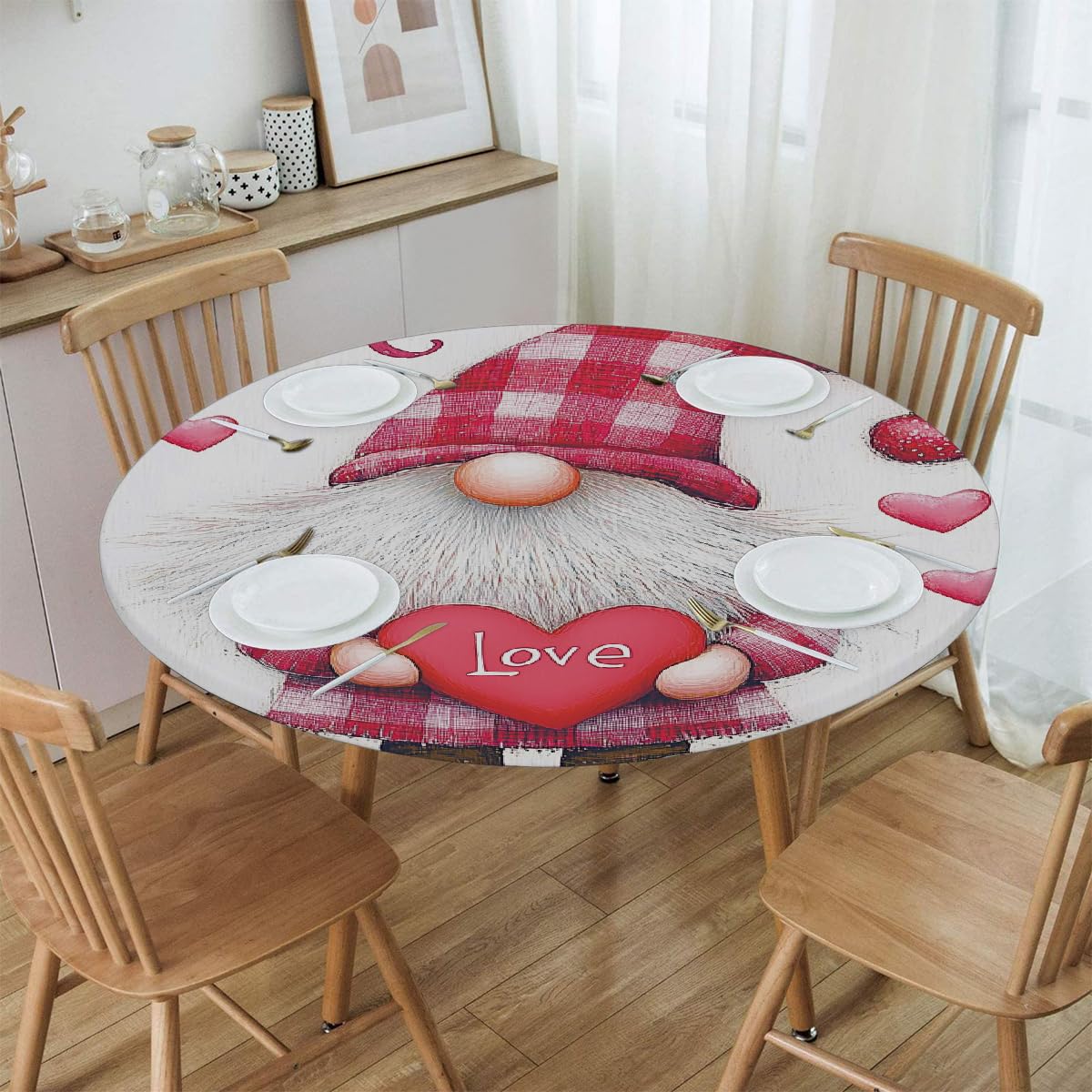 Mantel Redondo Elástico Impermeable - Estampado Limón, Para Mesas De 40 A 44 Pulgadas, Lavable A Máquina