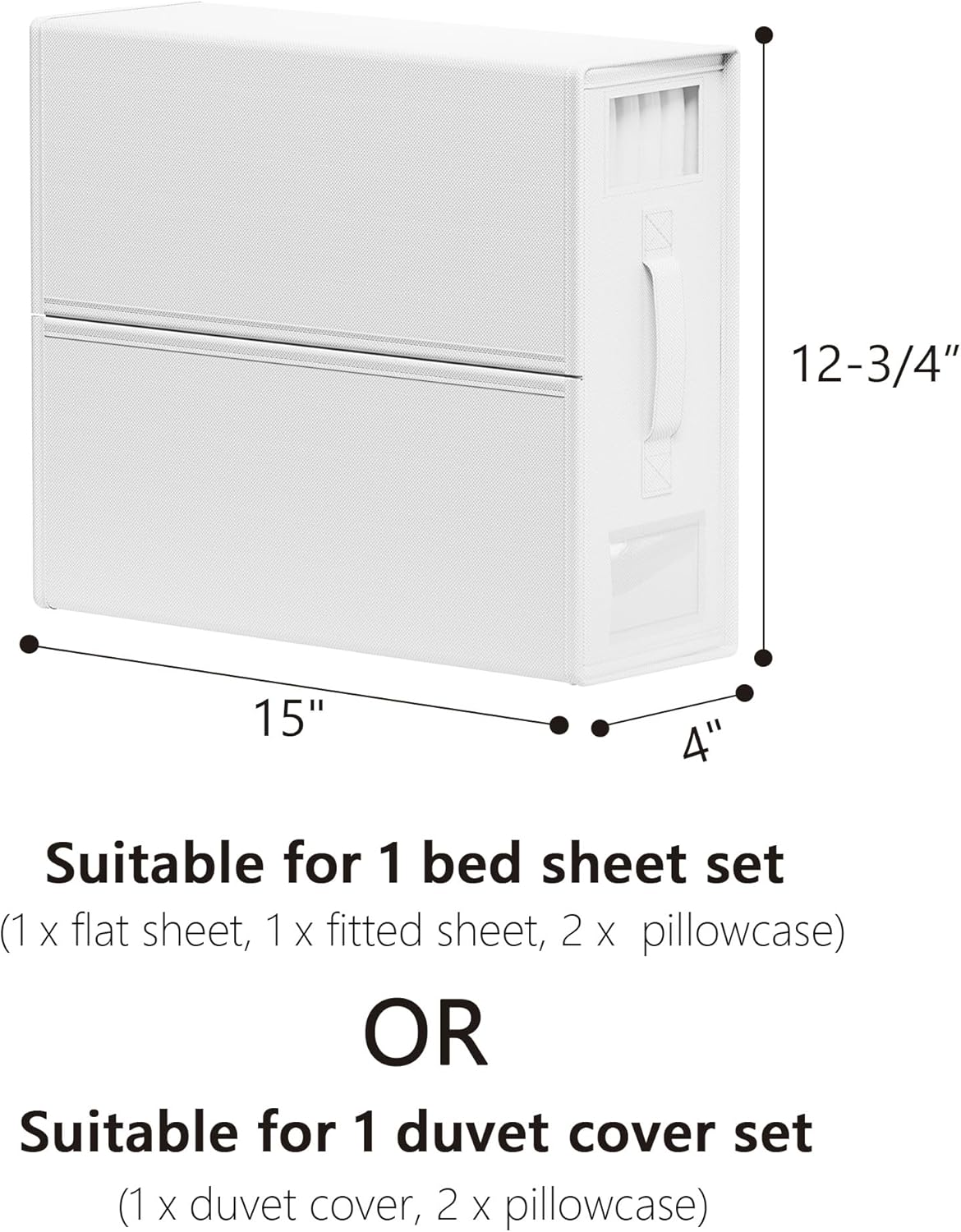 SheetCube Bed Sheet Organizers and Storage 6 Pack, Foldable Linen Closet Organizer with Window and Label, Bedding Folder Storage Box Container for Blanket, Duvet Cover Set, Bed Sheet Set - White - Image 6