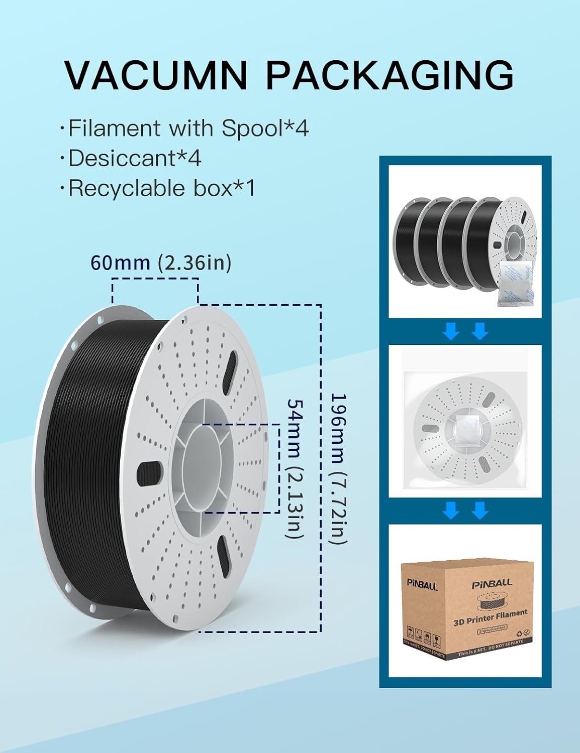  PETG 3D Printer Filament 1.75mm High Precision Durable Moisture-Proof Strong Filament Mith Better Flow Dimensional Accuracy +/- 0.02mm Suitable for Most FDM 3D Printers 4 Kilograms Black thumbnail