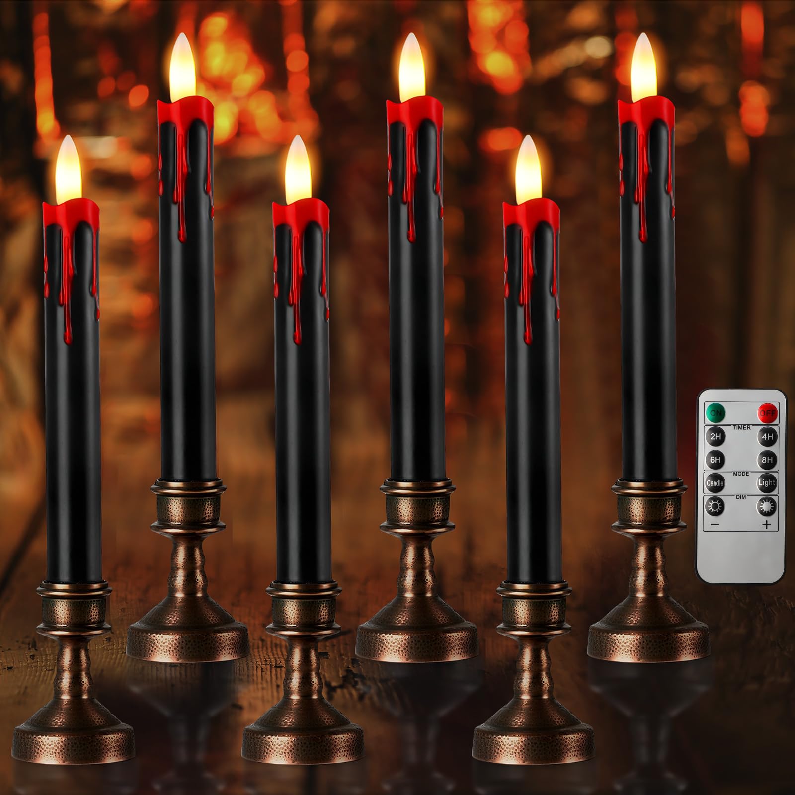 Bougies LED sans flamme Halloween lot de 6 lampe à piles intérieur