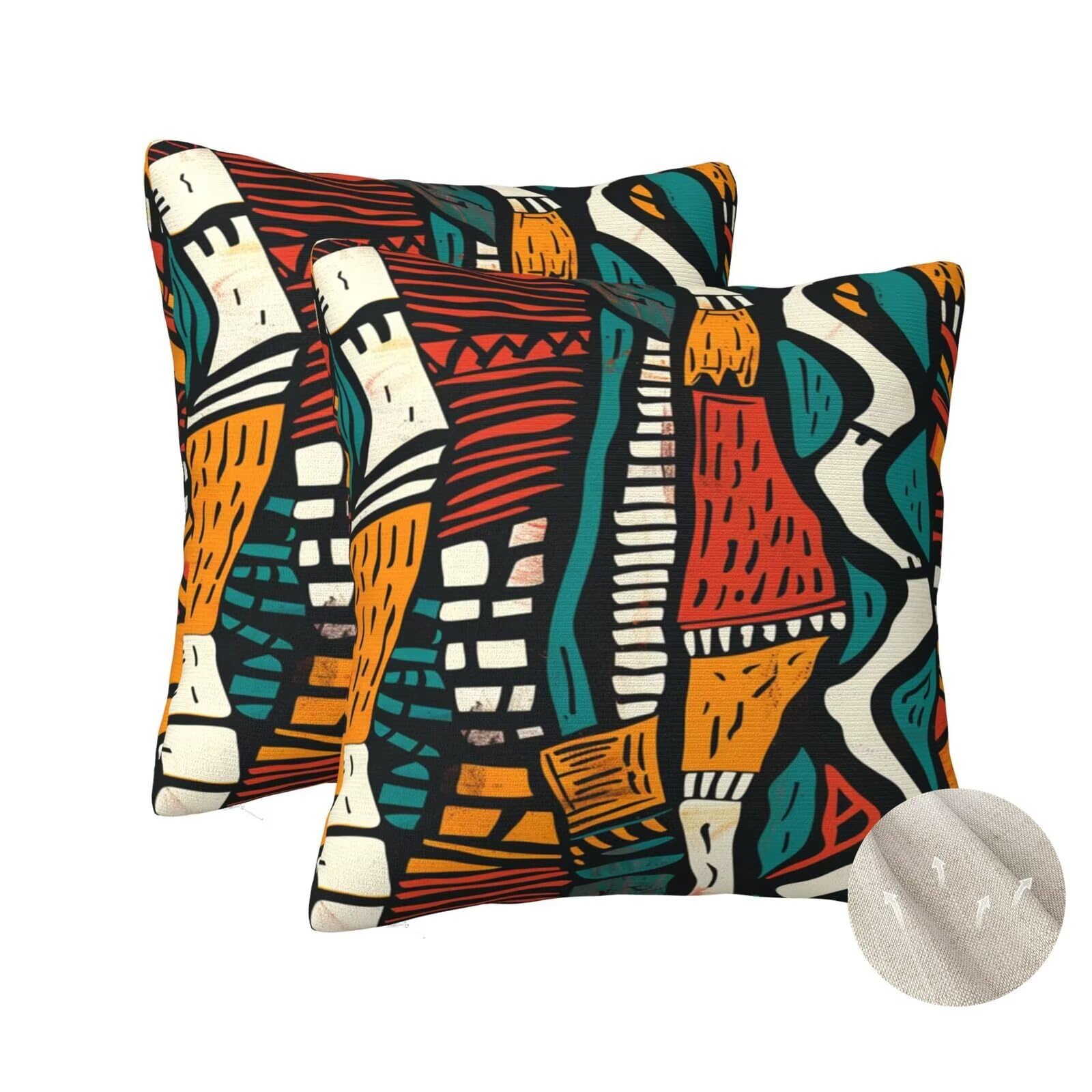 Housse coussin 60x60 cm lot de 2 carré en style de l'Inde pour canapé