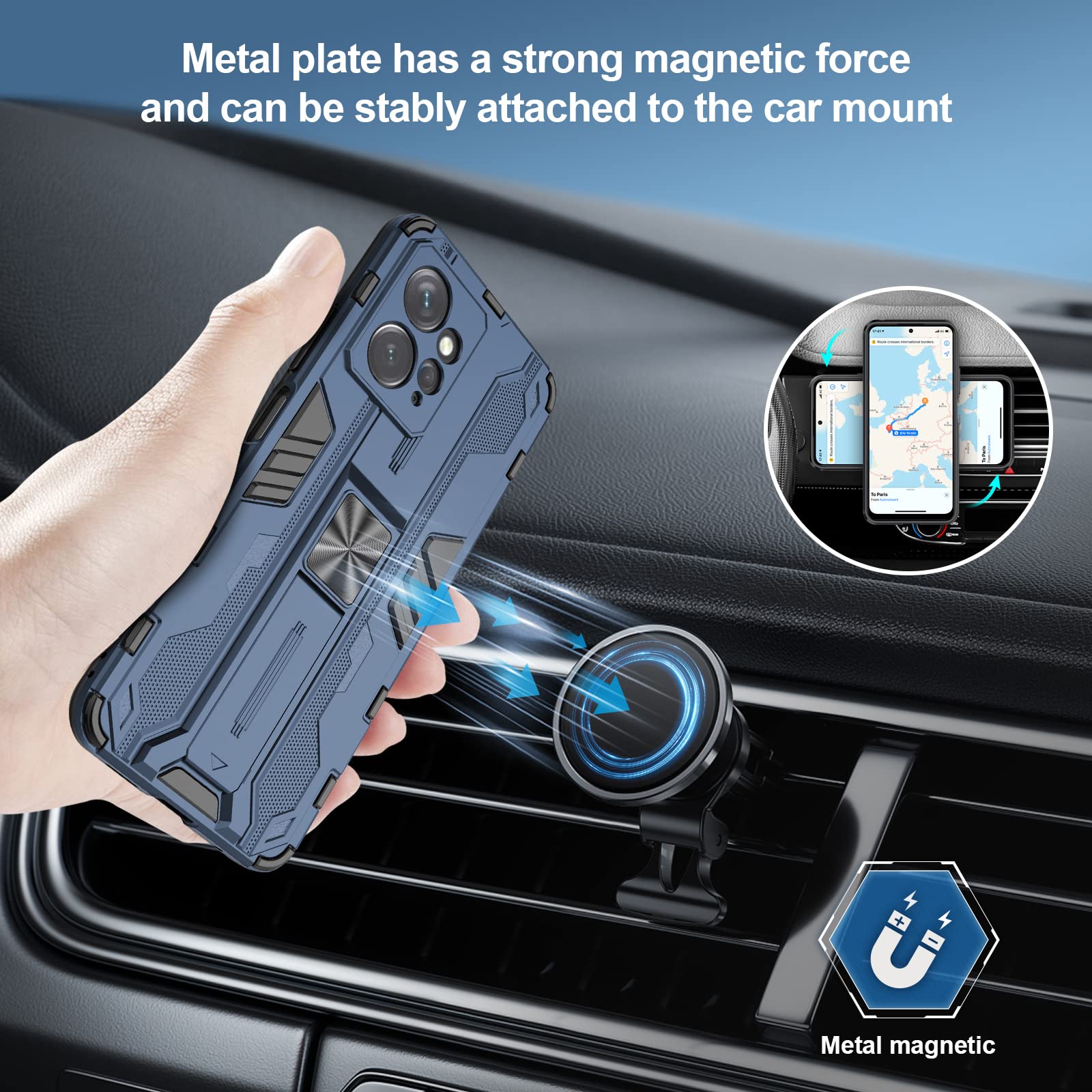 Funda para Xiaomi Redmi Note 15 Pro 5G, Carcasa Antigolpes con Soporte anular metálico, Case Protectora de Grado Militar, Azul — view 586