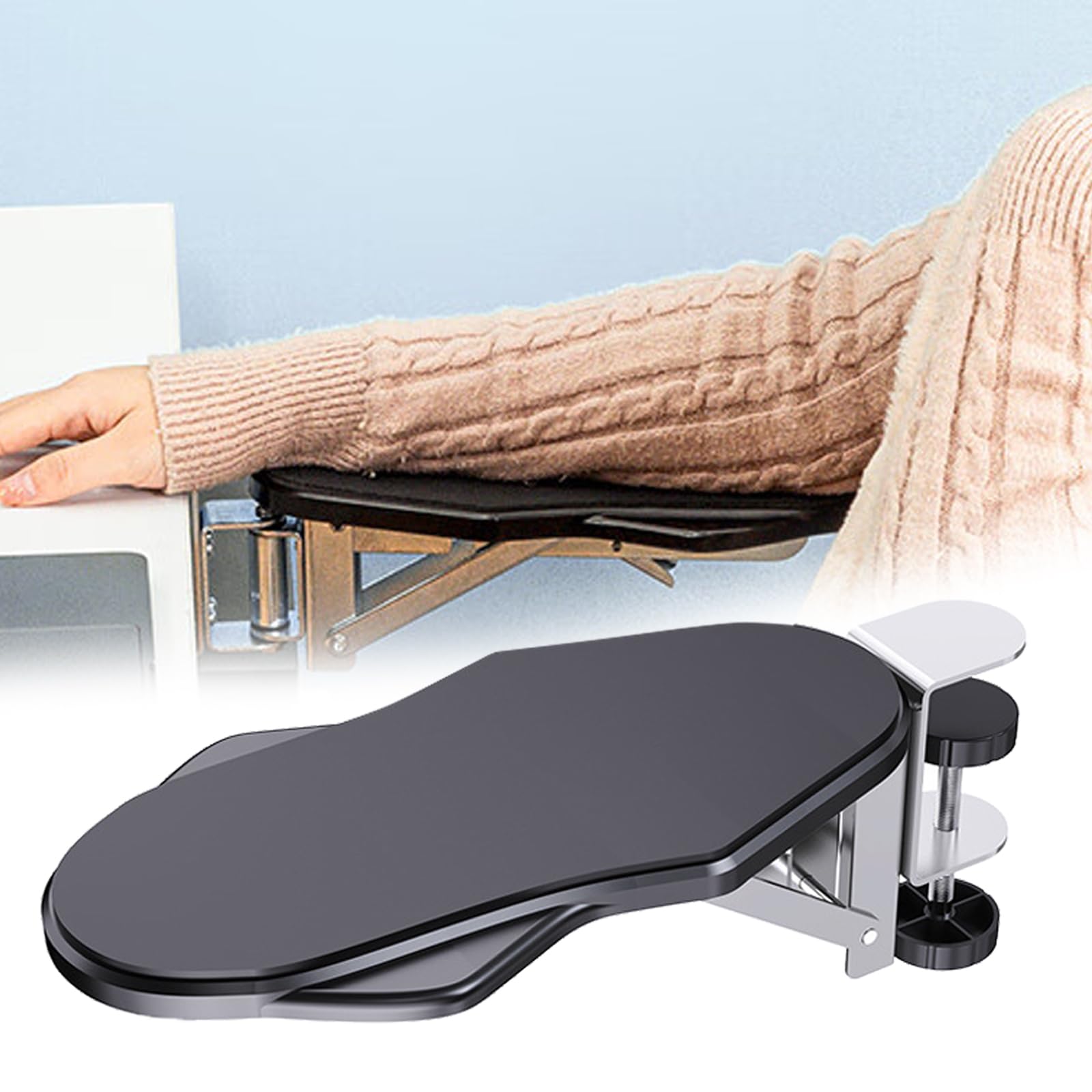 QIZHAN フォームパッド付きアームレスト リストレスト 人間工学に基づいたデザイン 折り畳み式肘置き 穴あけ不要 デスクエクステンダー ハンドレスト 事務用品 汚れにくい 耐水性 デスクアームレスト 肘サポート 折り畳み式キーボードアームレスト リストレスト 調節可能なアームレストサポート デスクコンピュータテーブル用