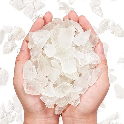 Versátil bloque de vidrio marino esmerilado, rellenos de jarrón blanco de 1 libra, gravas de acuario, decoración de cristal de mar, ideal para