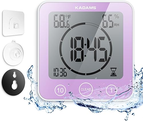 Miniatura 12 de KADAMS - Temporizador digital con alarma, impermeable para pulverización de agua para baño, regadera, cocina, temporizador táctil, visualización
