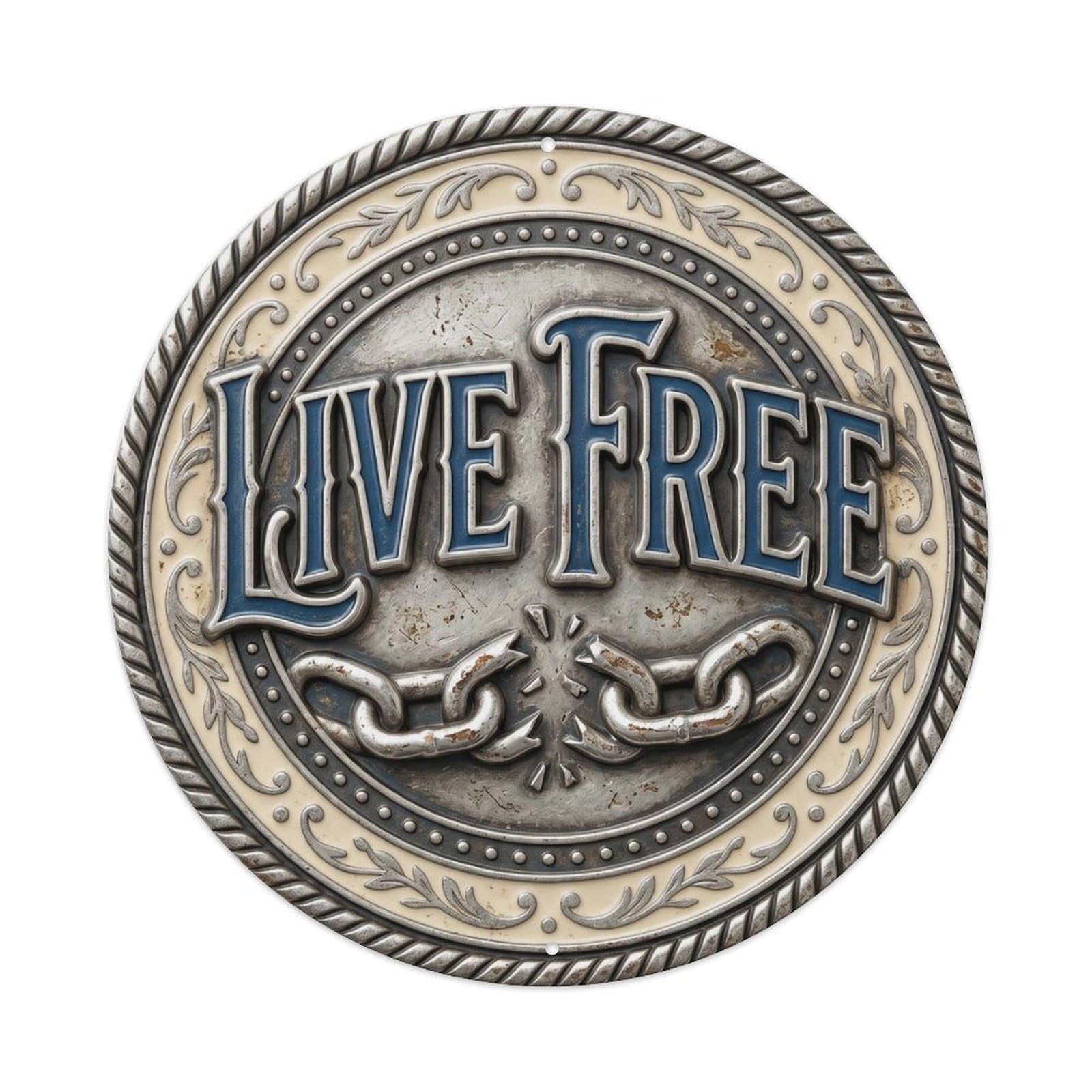 Cwbufd Vintage Style Live Free Vintage Bedroom Accessory Retro Slogans Vintage Metal Tin Sign Plaque Wall Decor For Cafe, Club Bar, Office, Garden Metal Poster 8X8inch