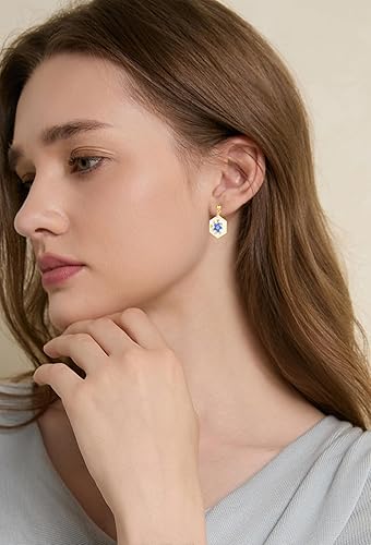 Vista 37 de Forget-Me-Not and Queen Anne's Lace Pressed Wildflower Earrings Pressed Flower Earrings Handmade Drop and Dangle Earrings Gift for Woman