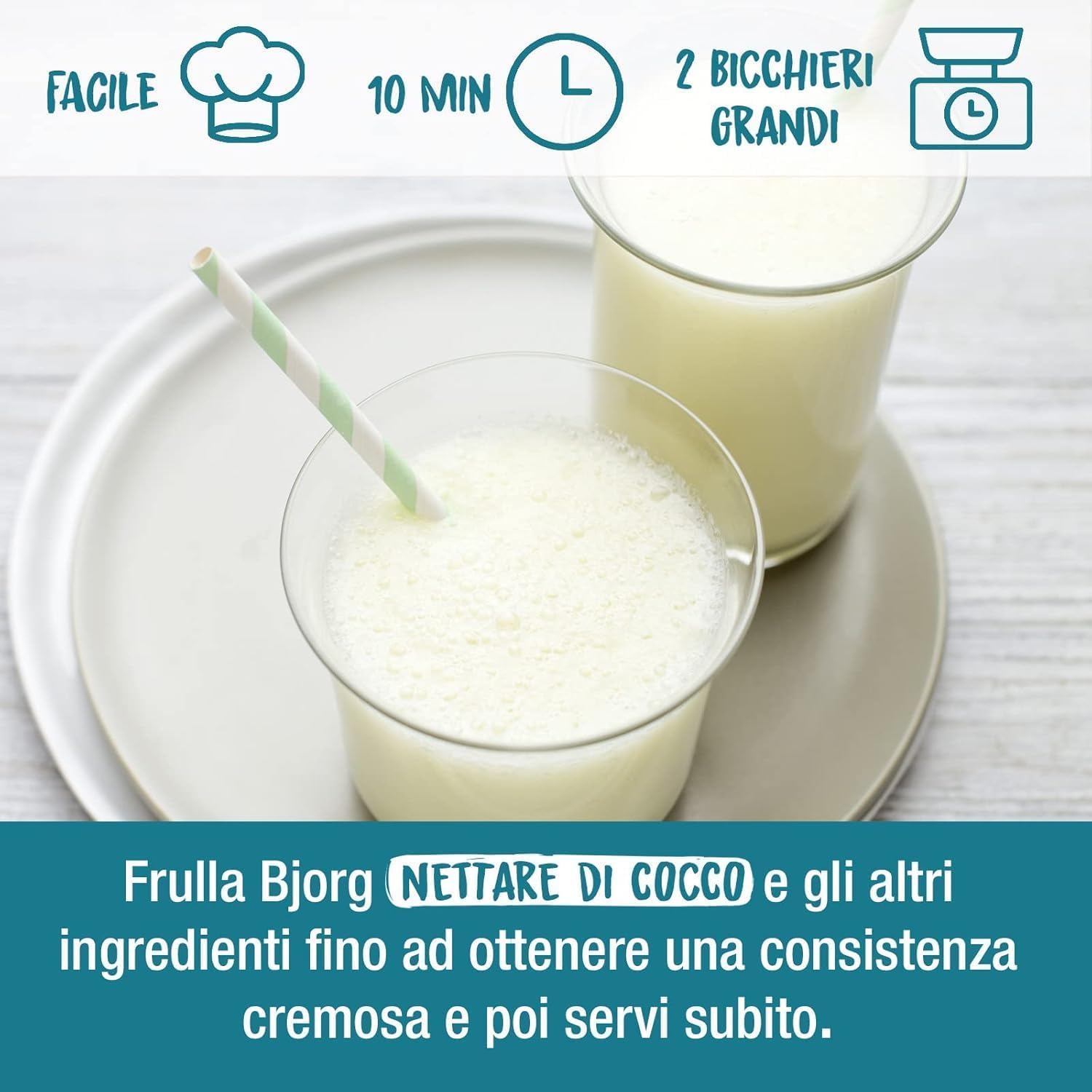 BJORG Bevanda Nettare di Cocco Biologica, Acqua di Cocco e Latte di Cocco, Bevanda Vegetale Senza Zuccheri Aggiunti, Senza Glutine, Vegan, Prodotto in Italia, 12 x 1L