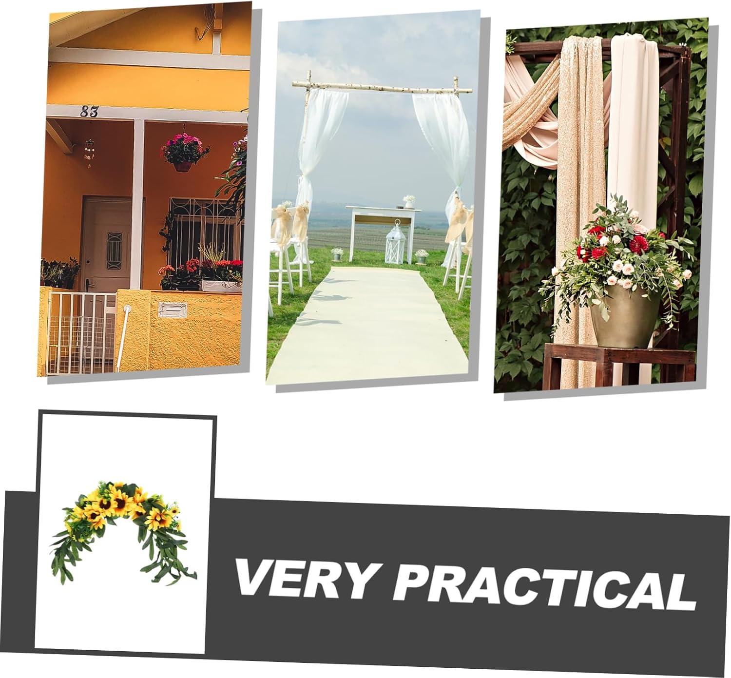 Artificial Sunflower Wreath for Front Door Wedding Decoration Faux Floral Swag Charming Home Decor Present for Loved Ones Brighten Your Space with Sunflower Petals