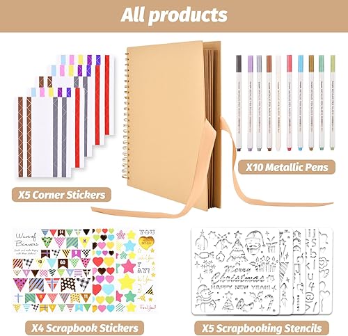 Vista 99 de Gotideal Álbum de recortes de bricolaje, papel para manualidades, álbum de fotos de boda y aniversario, álbum de recortes familiar, accesorios