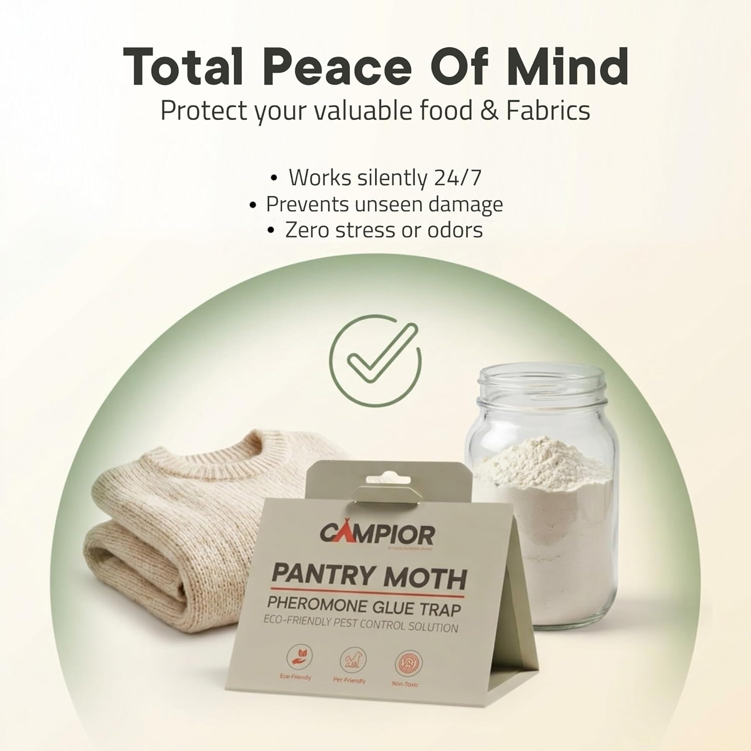 Pantry Moth Traps with Pheromones (20 Pack) – Non‑Toxic, Odor‑Free Sticky Glue Traps for Pantry Moth Treatment & Prevention, Targets Web‑Spinning Food Moths, for Kitchens & Food Storage