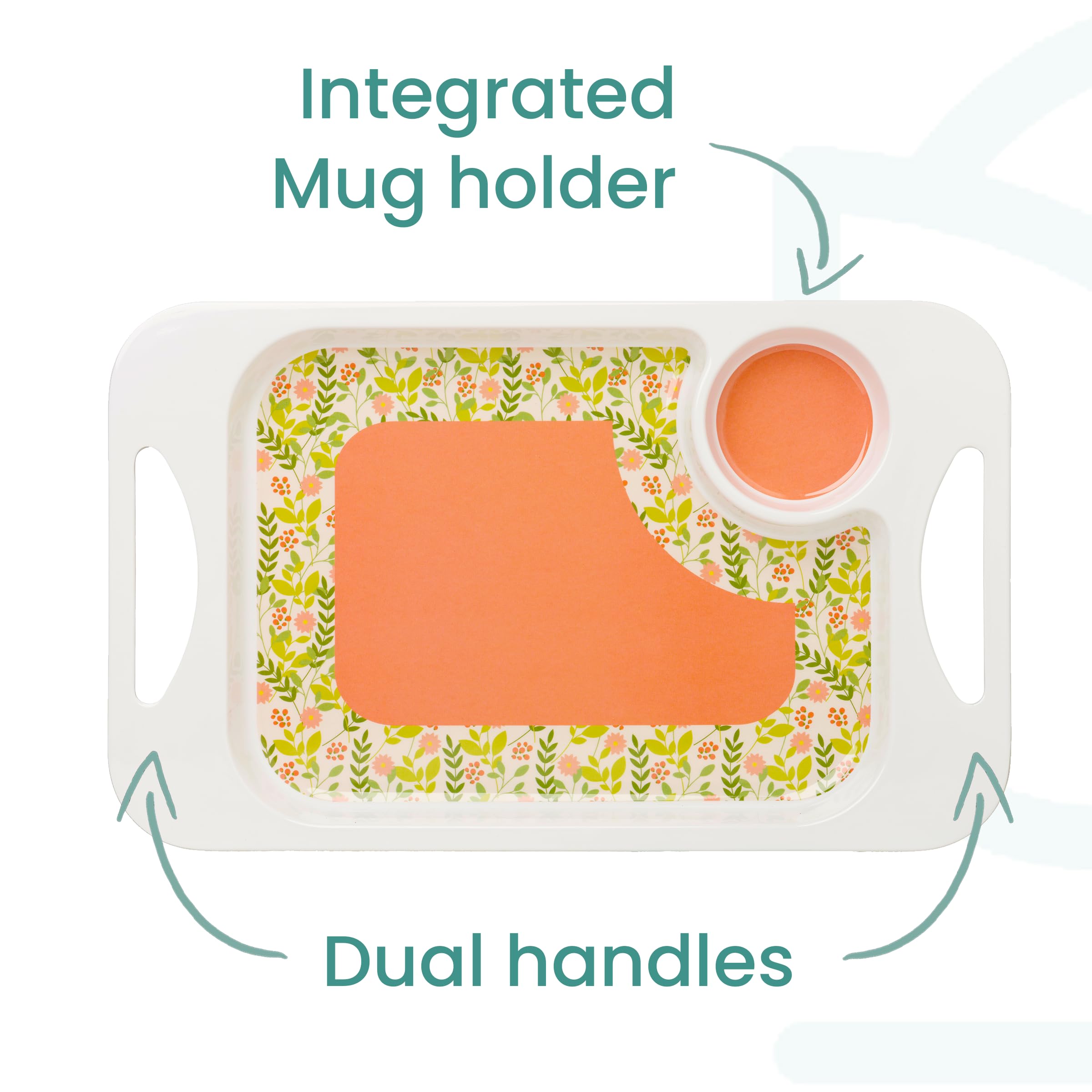 Schnabeltasse für Erwachsene, Becherdeckel und passendes Snack-Tablett für ältere Menschen. Fassungsvermögen: 400 ml, Tablett 33,8 x 20,6 cm, leicht, Melamin, perfektes Snack-Bundle