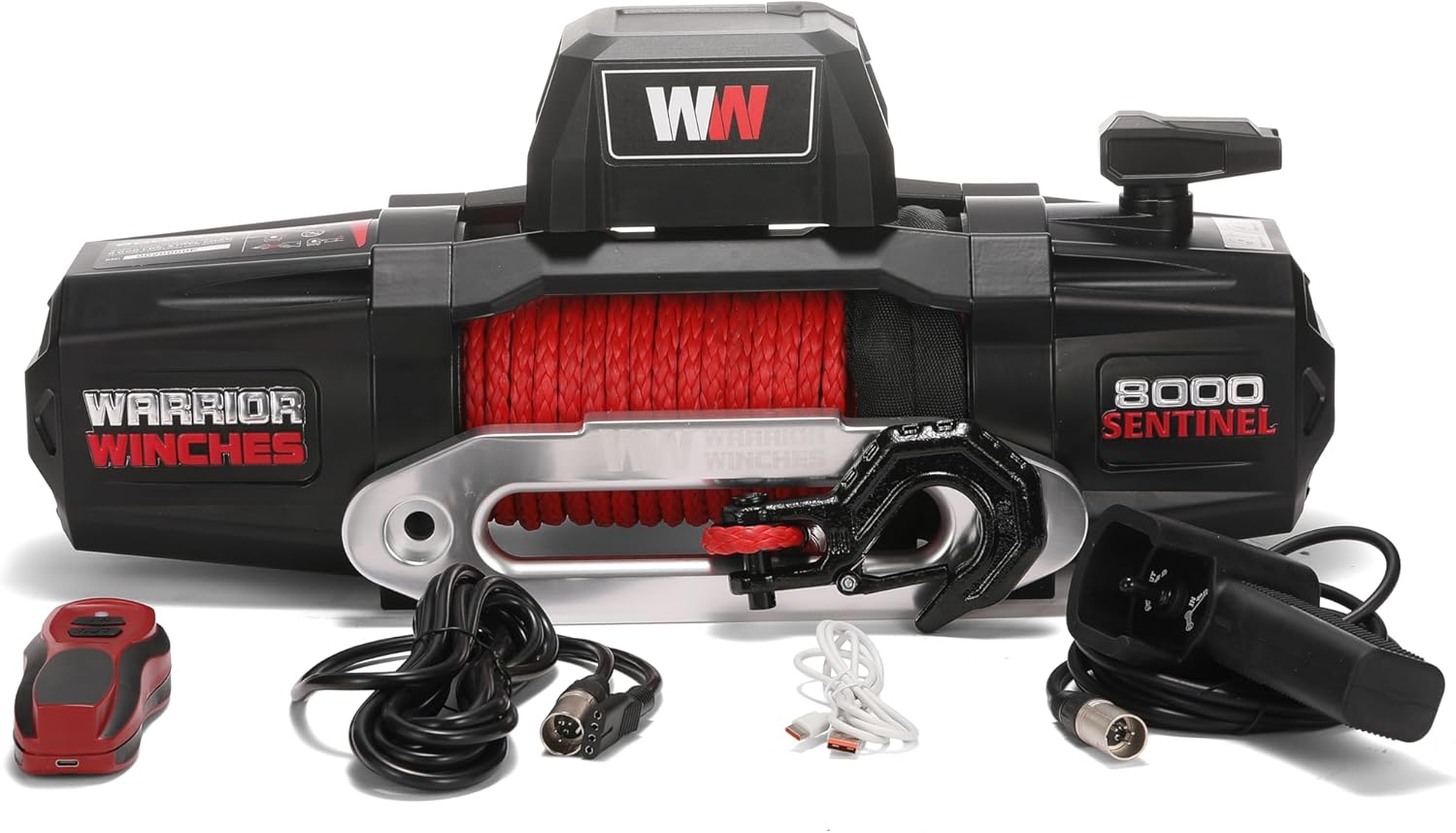 Warrior Winches Sentinel 8000lb Electric Winch - 12V Synthetic Rope, Wireless Remote, Towing, Off-Road, Trailer Winch, Truck Winch, Heavy Duty Recovery
