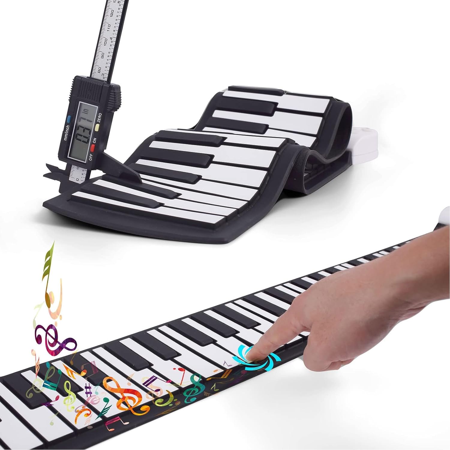 Eujgoov Roll Up Piano 49 Key Portable Electric Keyboard Foldable with Vibrant Tones and Demo Songs for Kids and Beginners