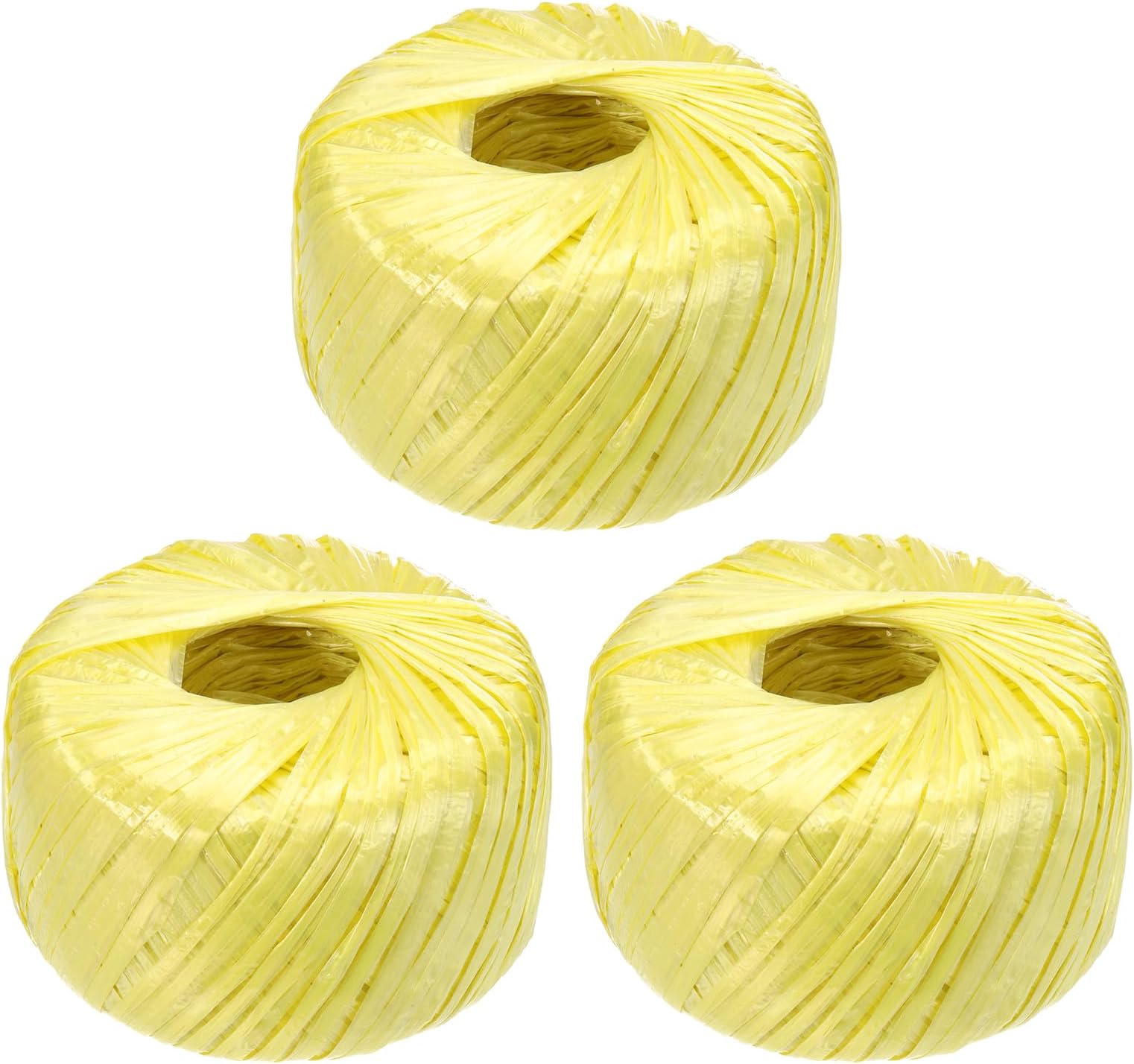 sourcing map 3 Rolls Polyester Nylon Plastic Rope Twine, 100m/328ft Nylon Cord Household Bundled Polypropylene Twine Yarn for Household Gardening Tying Binding Garden Crafts, Yellow