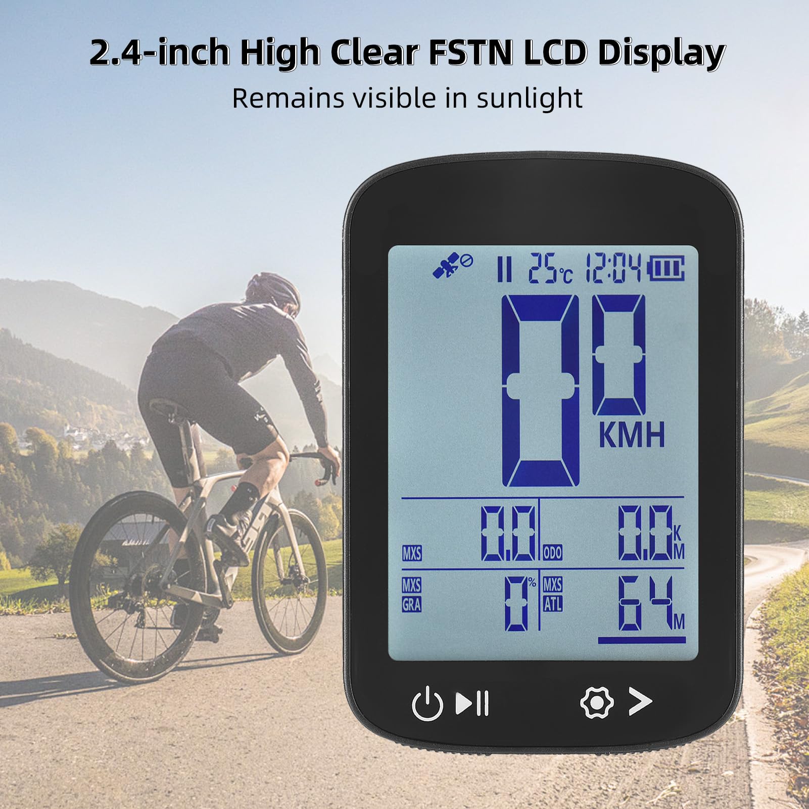 SENECESLI Computer BIKE GPS Wireless, Computer Ciclistico con Batteria da 500 MAh da 3,7 V, Posizionamento a 5 Stelle, Display LCD FSTN da 2,4 Pollici