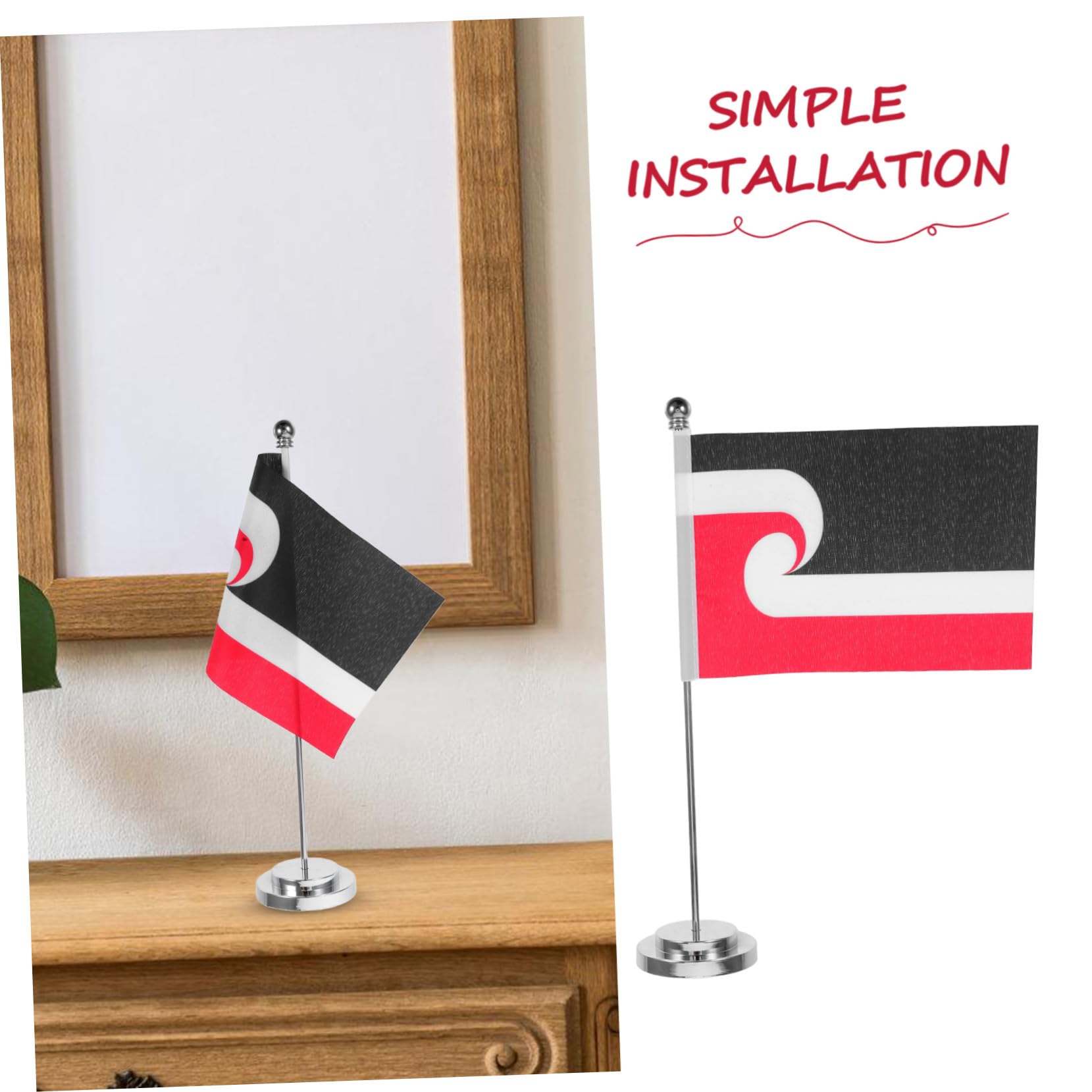 3 Piezas Mini Bandera de Mesa de Poliéster con Diseño Fácil Instalación y Limpieza Soporte de Escritorio para Oficina Restaurante y Decoración Cultural