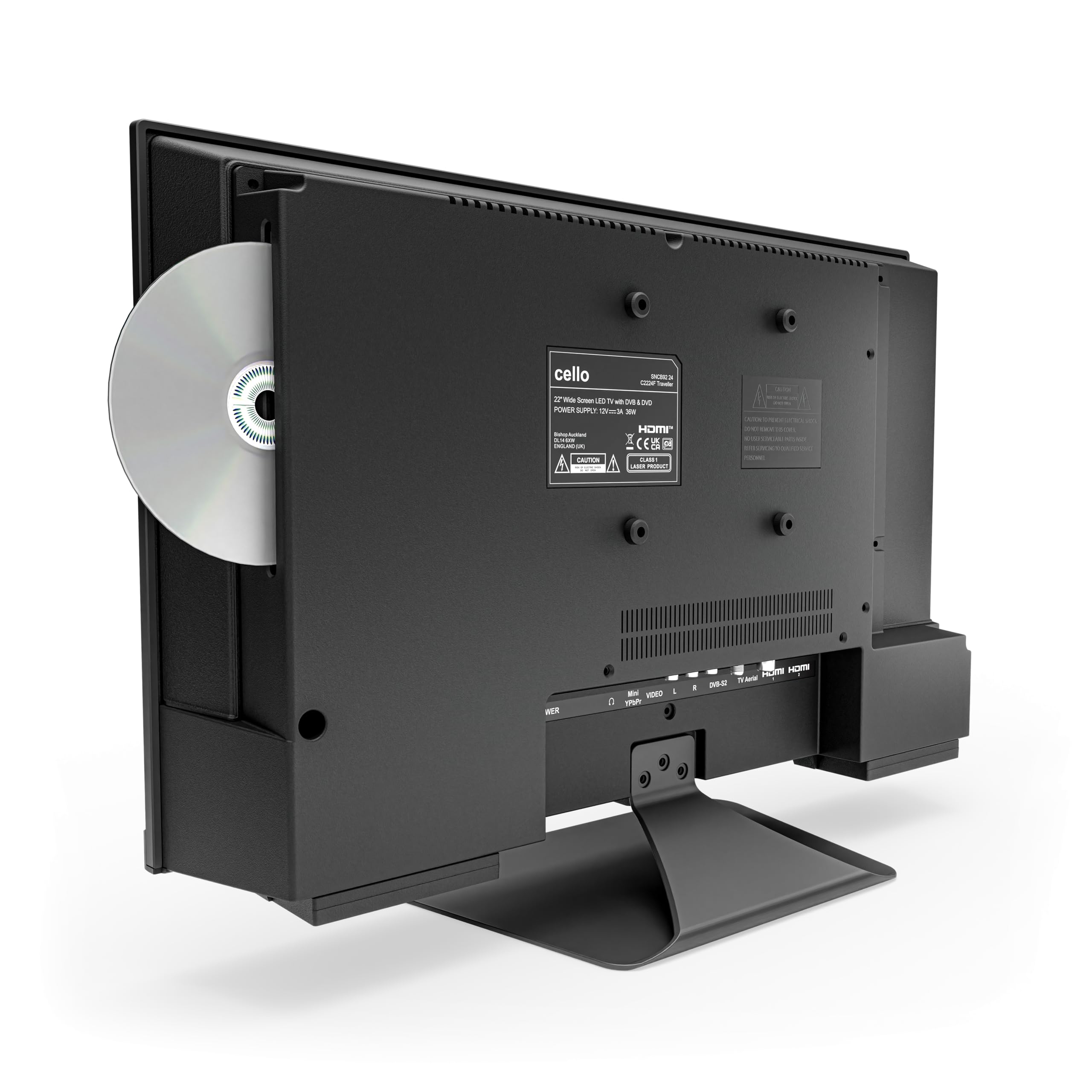 Cello Téléviseur de Voyage C2224F 22 Pouces HD 12 Volts Grand Angle Lecteur DVD Triple Tuner