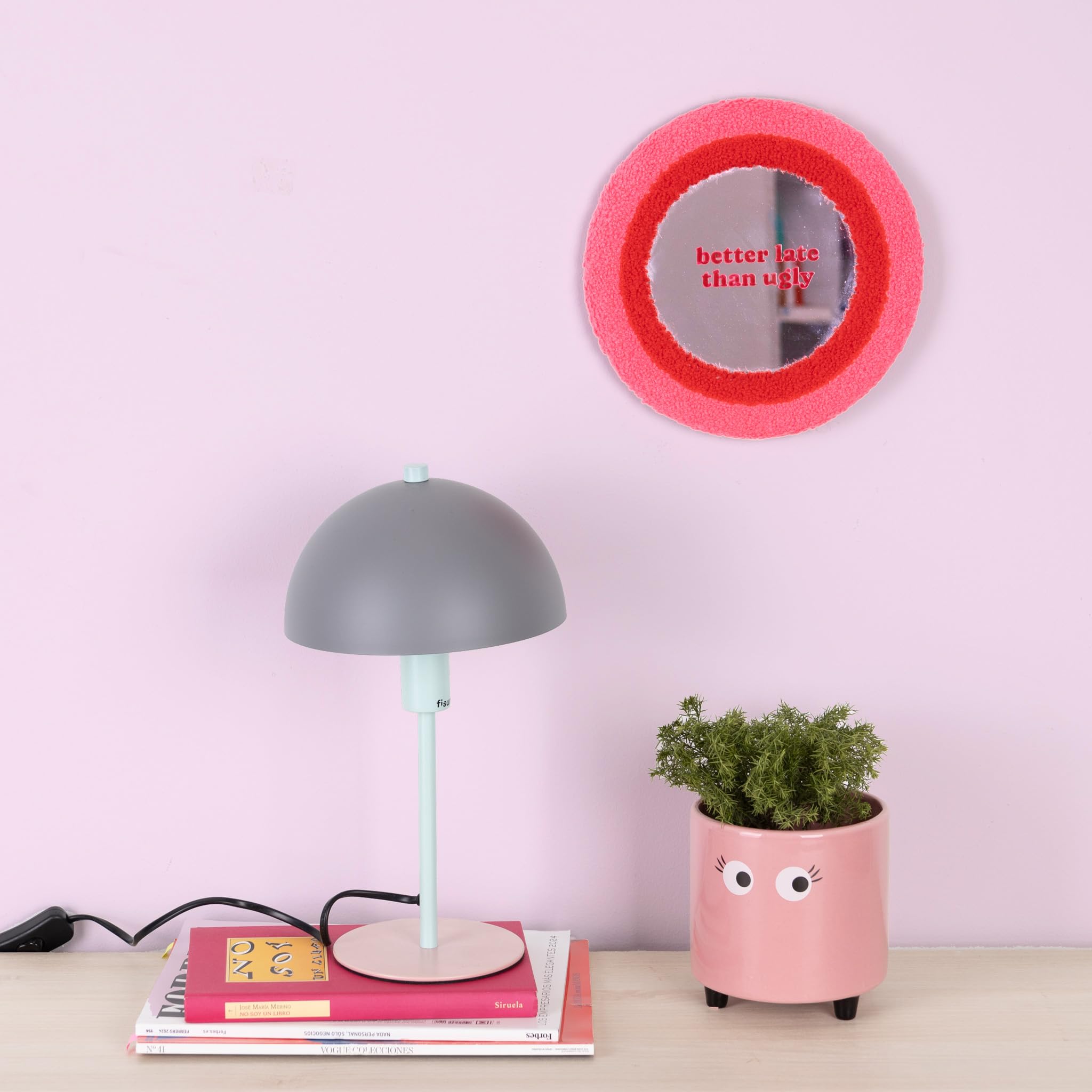 Fisura - Original Make up mirror Better late Pink Face Mirror. Original Gift for Girls, Better Late, Pink, 25L x 25W cm - Image 4