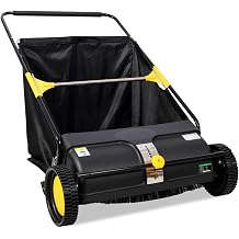 26 Inch Push Lawn Sweeper, Hand Yard Sweeper & Leaf Sweeper for Garden Grass Clippings, Adjustable Hight | 4 Spinning Brushes | 7 Cu. Ft. Hopper Capacity 26 Inch
