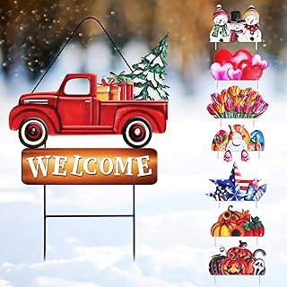 Whaline Valentine's Day Metal Yard Stakes Easter Welcome Interchangeable...