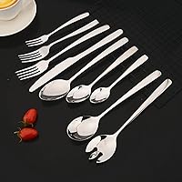 Vista 2 de JASHII Juego de 6 cucharaditas de plata, juego de cucharas de café de acero inoxidable 304, cucharas pequeñas para el hogar, cocina, restaurante