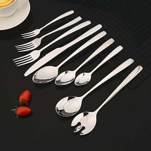 Miniatura 2 de JASHII Juego de 6 cucharaditas de plata, juego de cucharas de café de acero inoxidable 304, cucharas pequeñas para el hogar, cocina, restaurante,