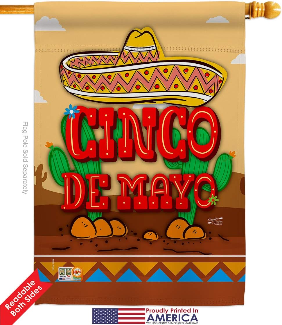 Southwest Cinco de Mayo Country & Primitive - Everyday Southwest Impressions Decorative Vertical House Flag 28" x 40" Printed in USA