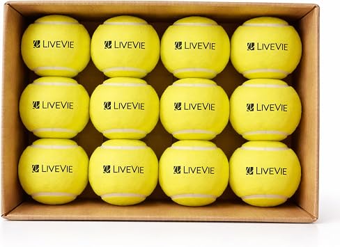 LIVEVIE Professional Cricket Tennis Balls High Visibility Training Balls in Fluorescent Green & Classic Match Red Durable Rubber & Wool Fiber Standard 2.5 Inch Packs of 6 & 12