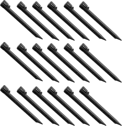Miniatura 6 de Paquete de 50 estacas de jardín de 10 pulgadas, estacas de plástico para el suelo, estacas de anclaje para bordes de césped, para terraza, jardín,