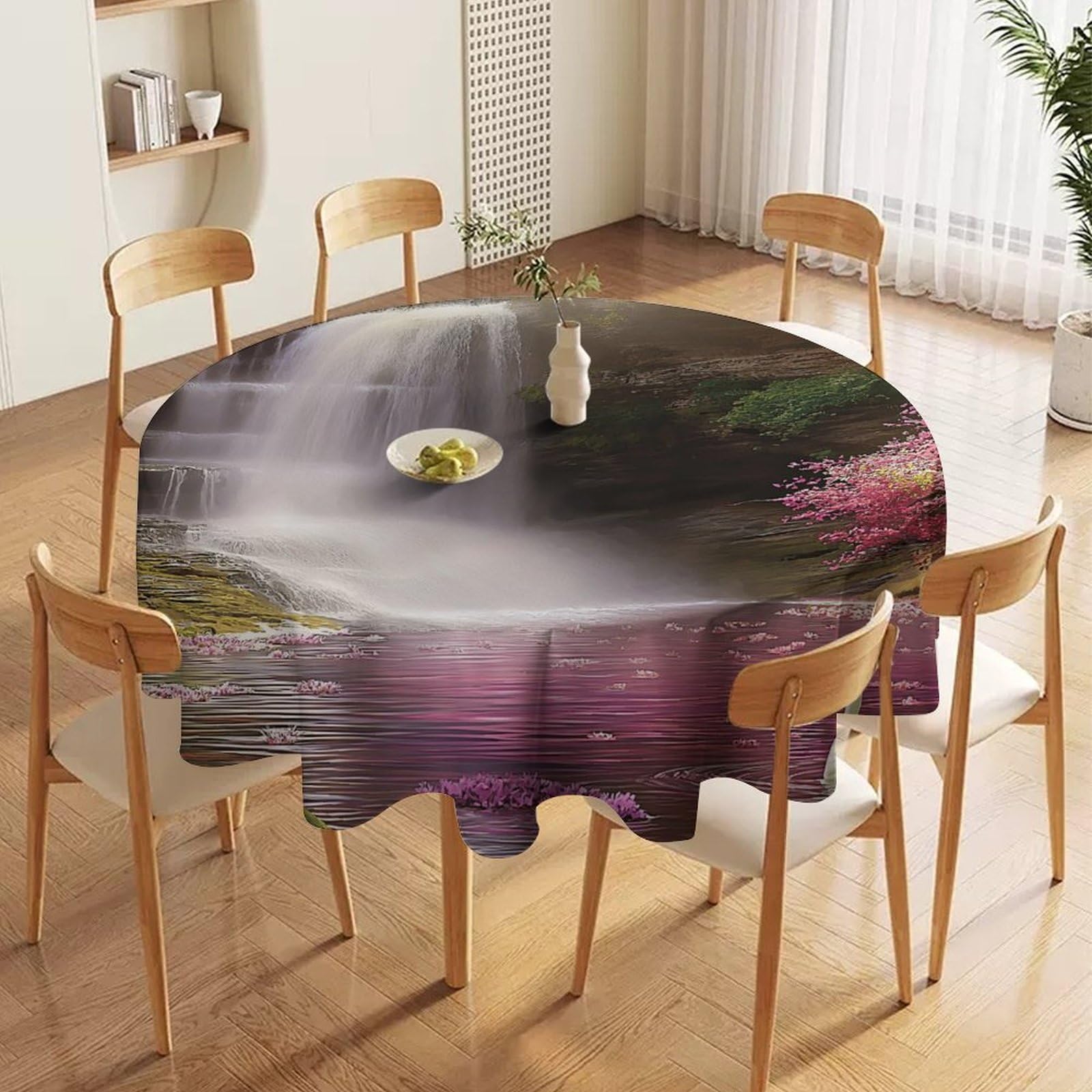 ORDOBO Round Table Cover -Autumn Forest Print Home Table Cover For Dinner Kitchen Holiday Outdoors Protect Table Waterproof Dust-Proof Decoration 152X152Cm