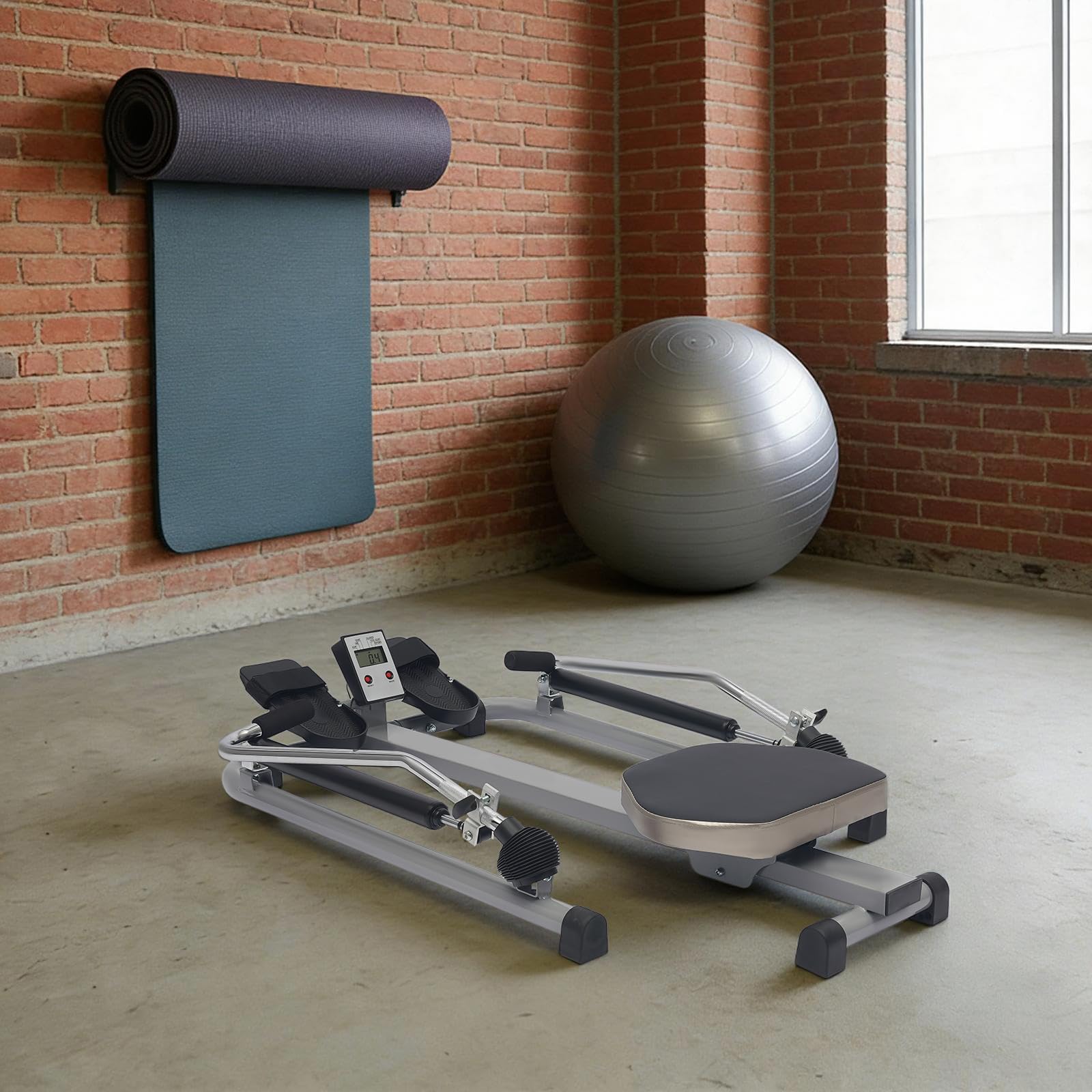 Rameur Silencieux avec écran LCD - Résistance réglable de 15 kg à 55 kg - Charge maximale de 180 kg - Rameur de Fitness pour la Maison - Bras du rameur à 360°