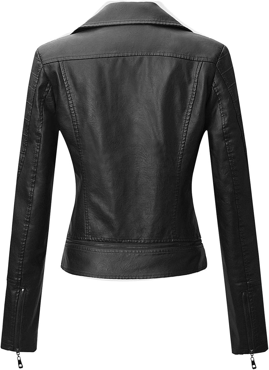 Tanming Women's Faux Leather Moto Biker Short Coat Jacket C Black14 Small