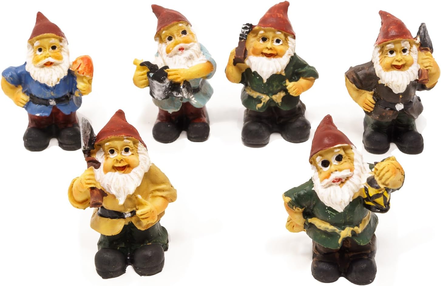 Miniature Fairy Garden Gnomes, Set of 6, Only 1.5 Inches Tall