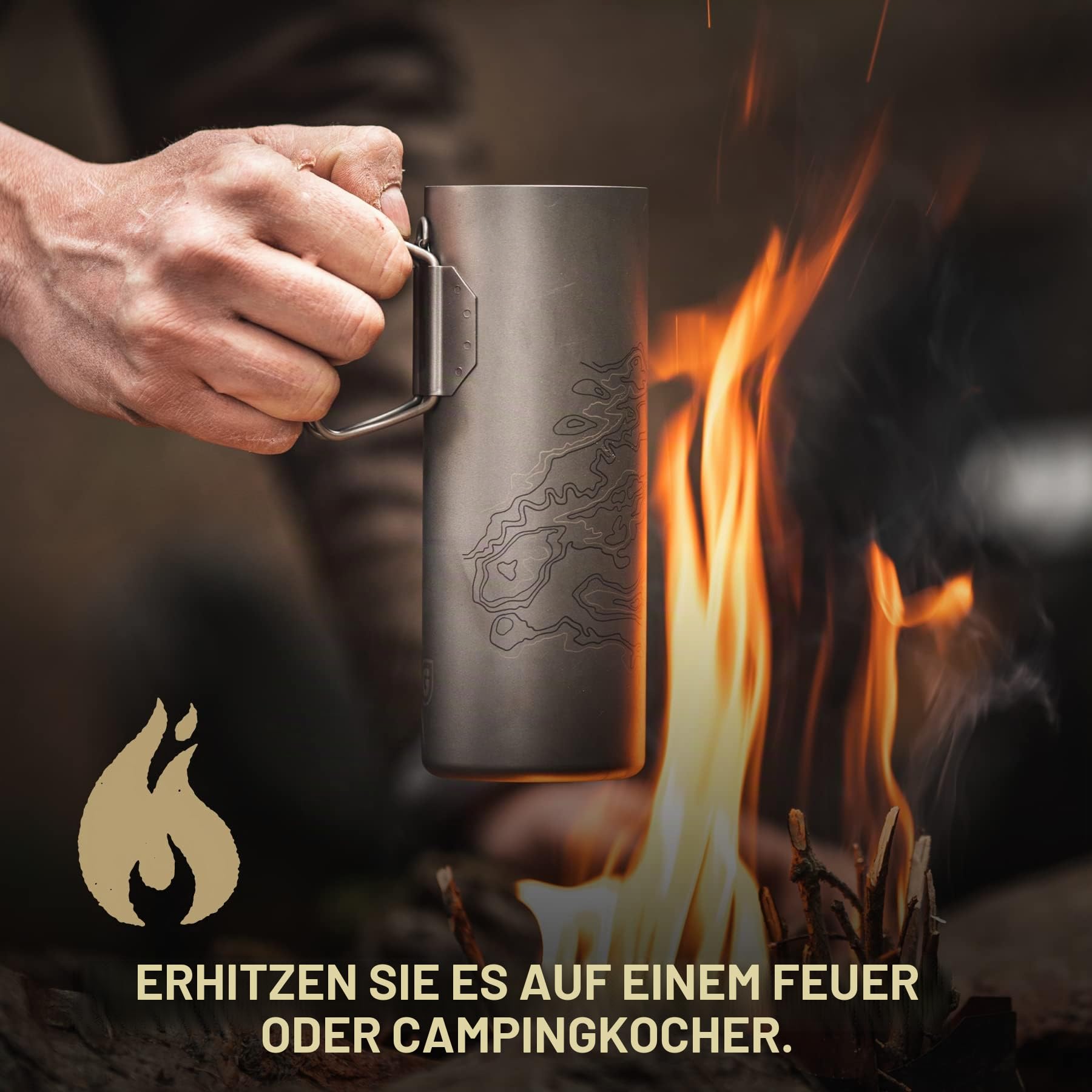 GRAYL Titanium UltraPress 500ml Wasserfilterflasche Olive Drab - Filter für Wandern, Camping, Survival, Reisen