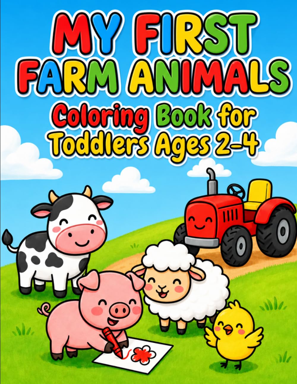 My First Farm Animals Coloring Book for Toddlers Ages 2–4: Big & Simple Cute Animals with Easy Bold Outlines for Little Hands