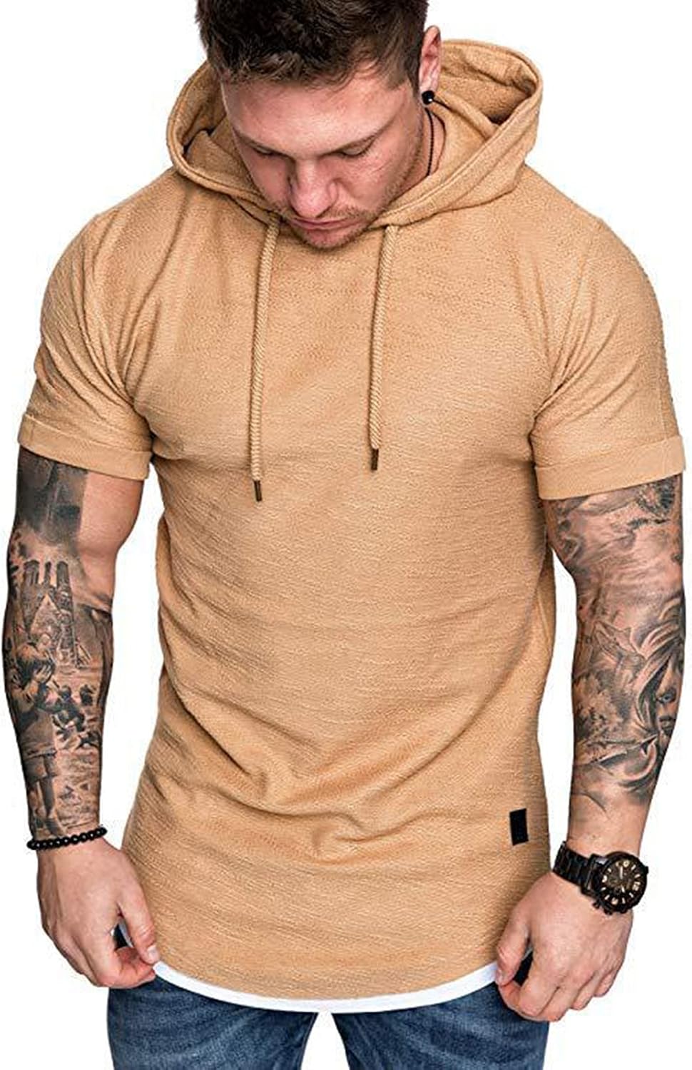 Mens Fashion Casual Workout Athletic Hoodies T Shirts Solid Color Sport Sweatshirt Pullover at  Men’s Clothing store