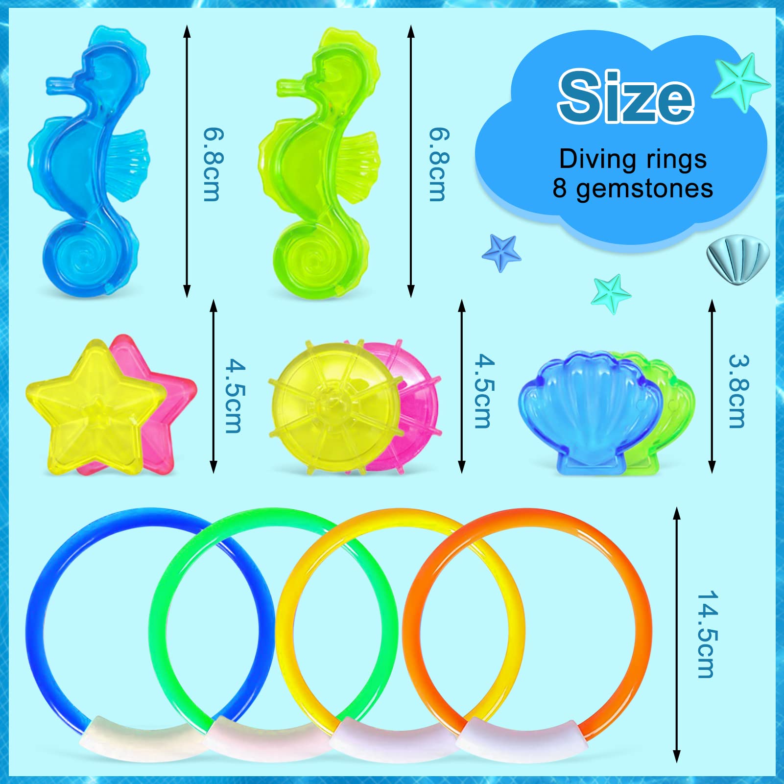 Jouets De Plongée 12 Pièces - Anneaux, Torpilles Pour Piscine - Enfants/Adultes