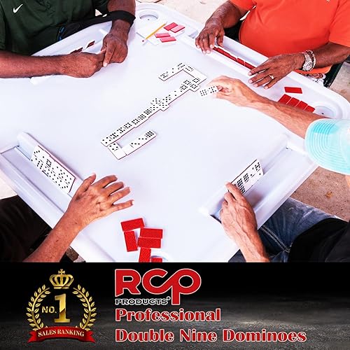 Miniatura 7 de RCP PRODUCTS Double Nine Dominoes Professional, juego de dominó de alto brillo en caja de madera, juego de 55 azulejos. Color rojo