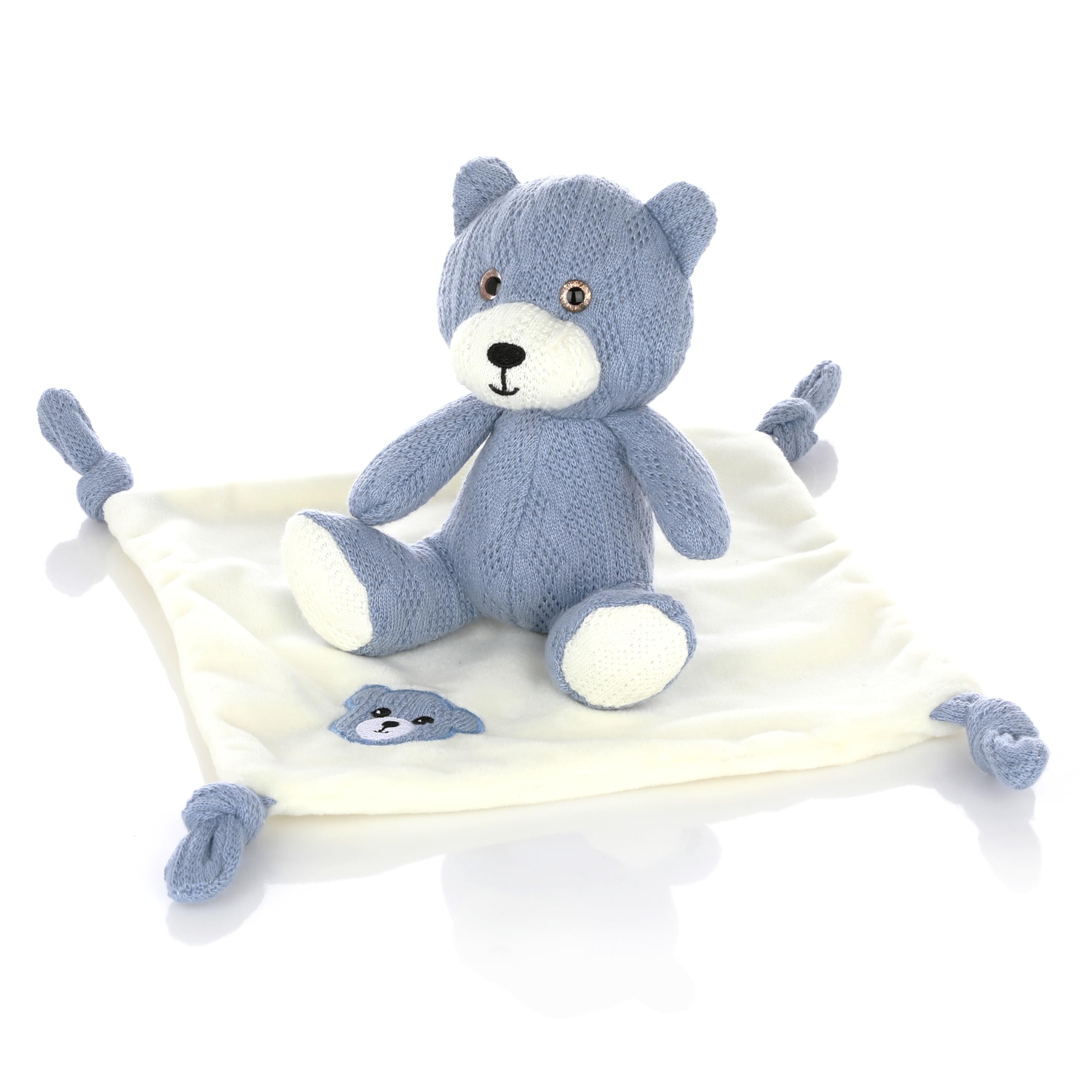 Nordstern Teddy bear with Comfort blanket- Baby Newborn Gift for Boys in Knitted Look