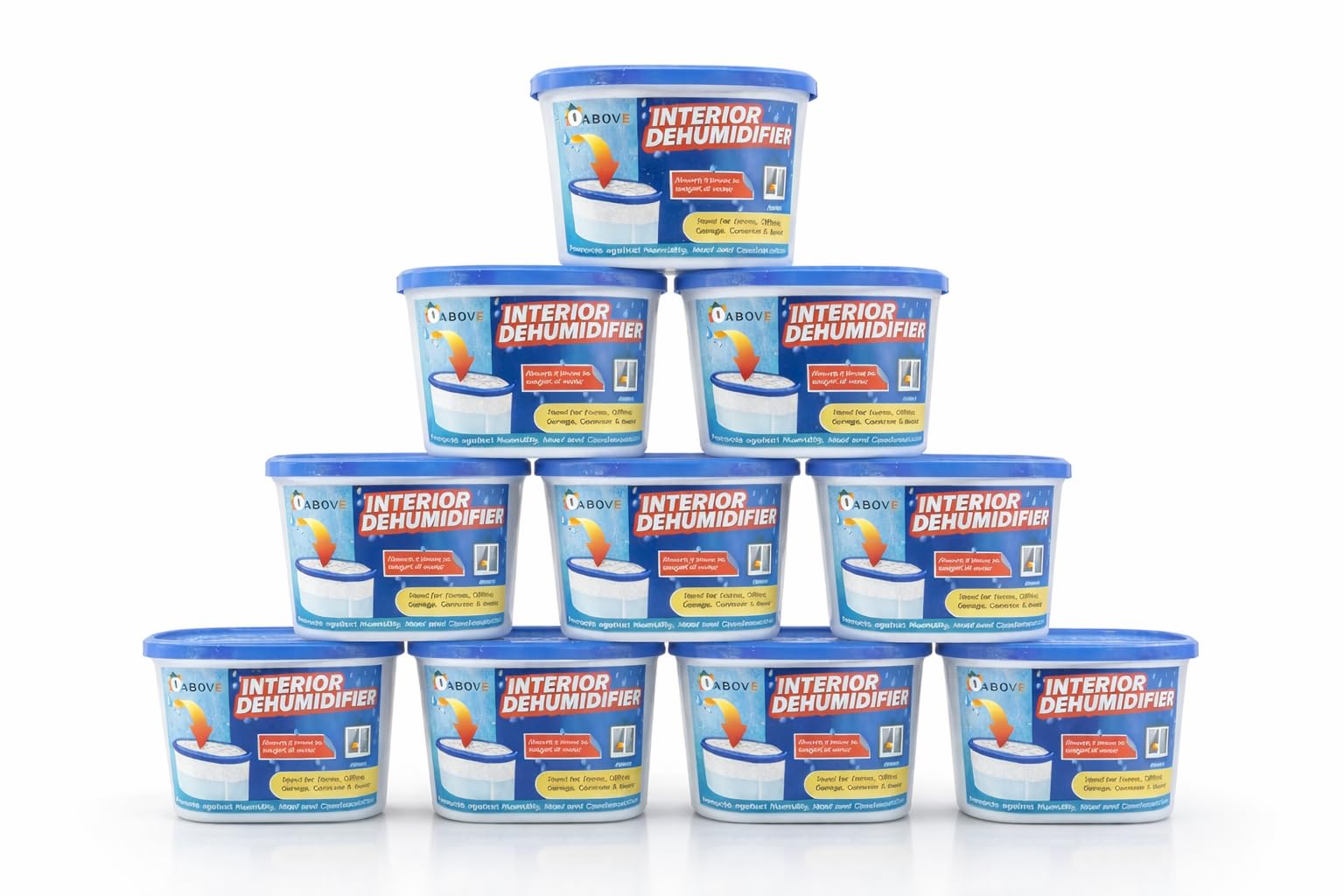 1ABOVE Dehumidifier 500ml Pack of 10| Condensation Remover Moisture Absorber, Dehumidifiers for Damp, Mould, Moisture in Home, Kitchen, Wardrobe, Bedroom, Caravan, Office, Garage, Basement