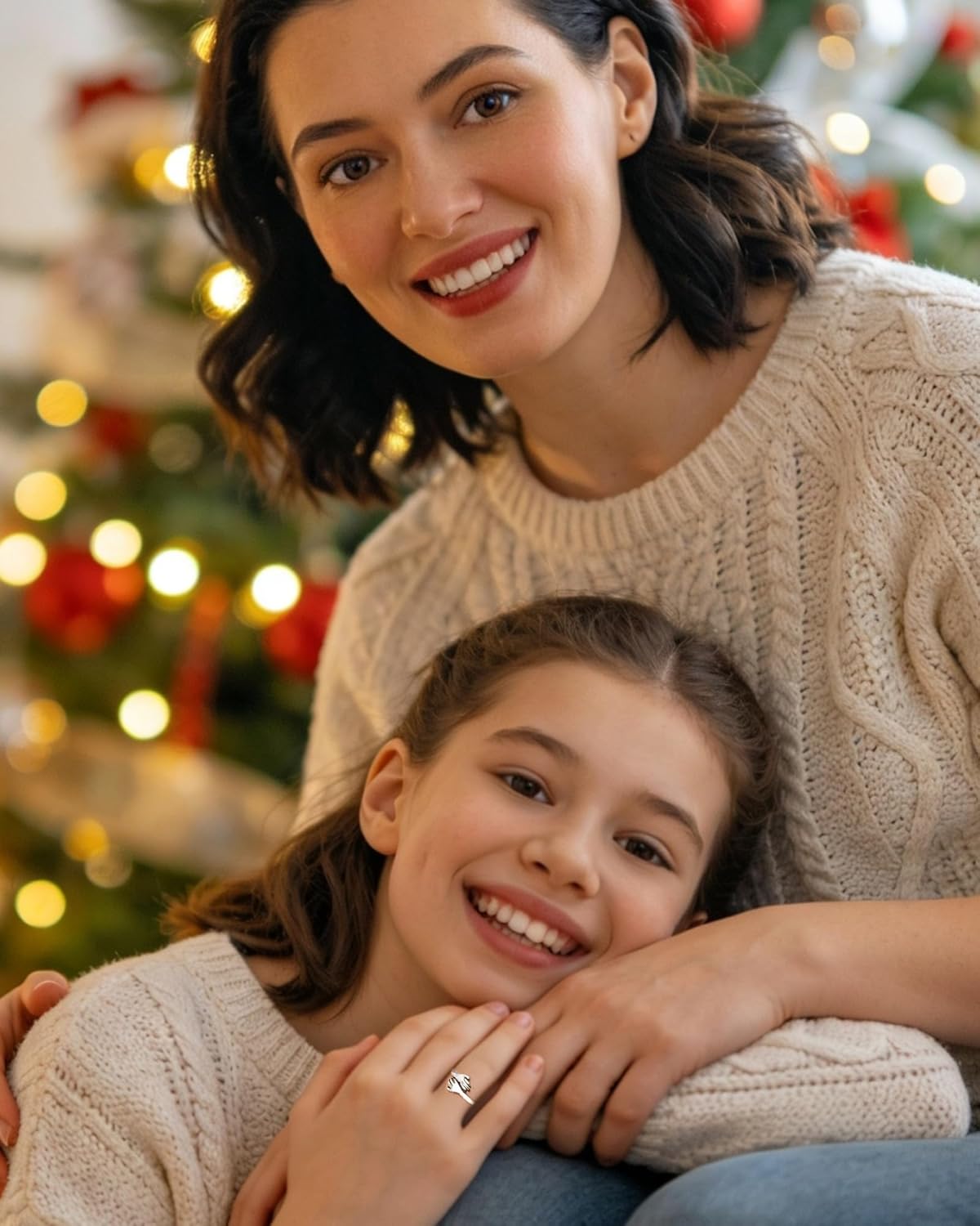 To My Daughter Hug Ring from Mom Dad, Inspirational Silver Hug Ring with “Always With You” Message Engraved, Adjustable Open Finger Ring for Women, Birthday Christmas Gifts for Daughter - Image 2