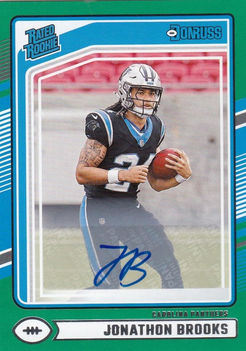 Football Trading Card 2024 Donruss Autographs Green #354 Jonathon Brooks Rated Rookie EX/NM Auto Panthers